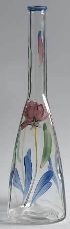 Poppies On Blue Glassware Bottle No Glass Stopper