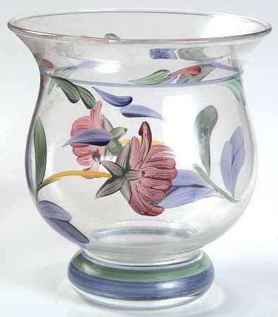 Poppies On Blue 5" Hurricane 1-Pc Glassware