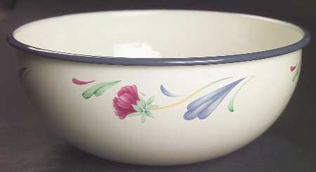 Poppies On Blue Medium Metal Mixing Bowl