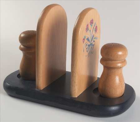 Poppies On Blue All Wood Napkin, Salt and Pepper Set with Tray