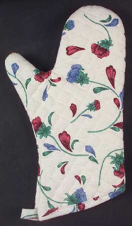 Poppies On Blue Cloth Oven Mitt