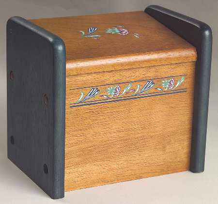 Poppies On Blue Wood Recipe Box & Lid