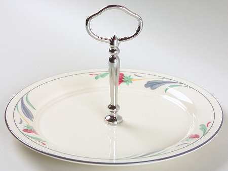 Poppies On Blue Round Serving Plate with Handle (SP)
