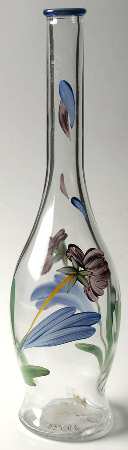 Poppies On Blue Glassware Bottle No Cork Stopper