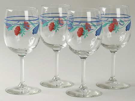 Poppies On Blue 10 Oz Glassware Goblet - Set of 4