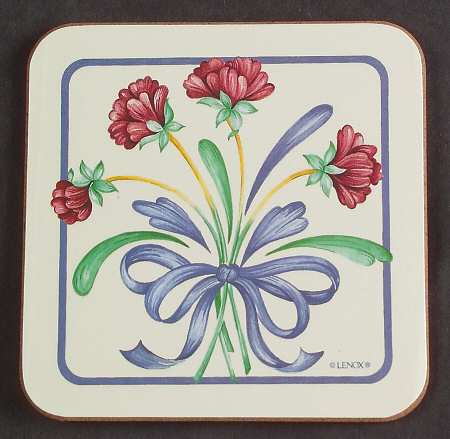 Poppies On Blue Cork Back Square Coaster