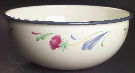 Poppies On Blue Large Metal Mixing Bowl