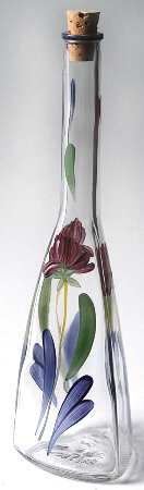 Poppies On Blue Glassware Bottle with Cork Stopper