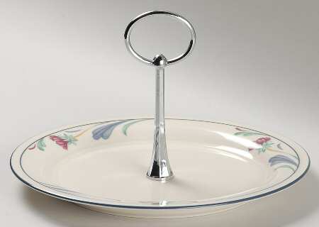 Poppies On Blue Round Serving Plate with Handle (SP)