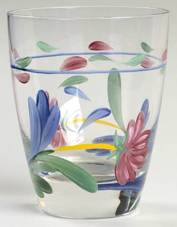 Poppies On Blue 12 Oz Glassware Double Old Fashioned