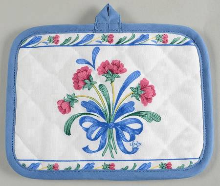 Poppies On Blue Cloth Potholder