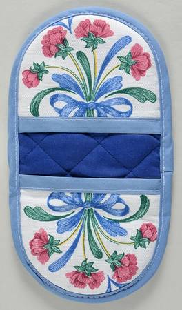 Poppies On Blue Cloth Double Oven Mitt