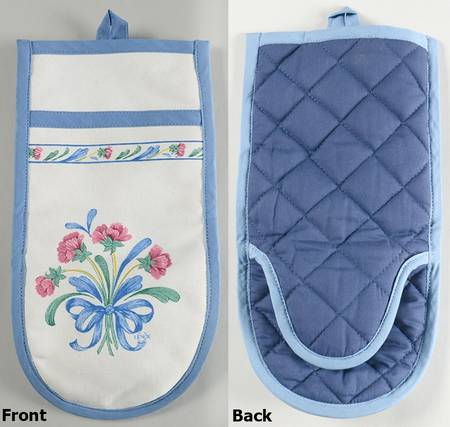 Poppies On Blue Cloth Oven Mitt