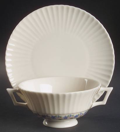 Priscilla Footed Cream Soup Bowl & Saucer Set