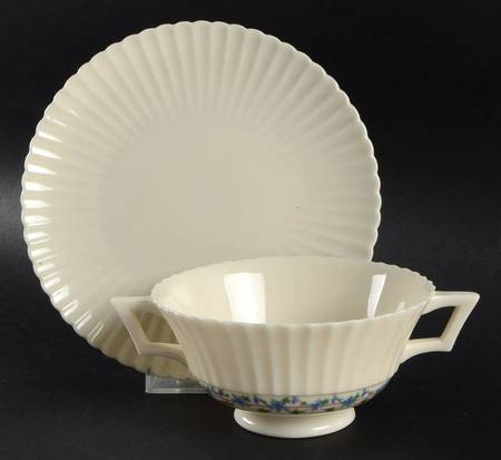 Priscilla Footed Cream Soup Bowl & Saucer Set