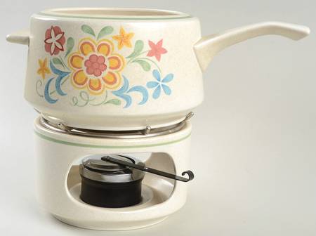 Quakertown Open Fondue Pot w/Warmer Stand,Metal Rack & Burner