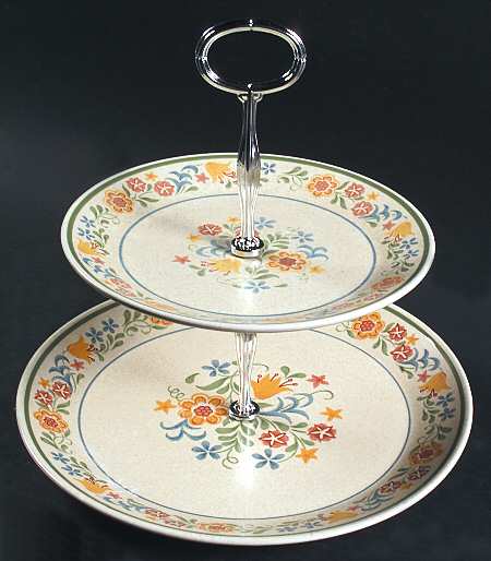 Quakertown 6 5/8"-10"  2 Tiered Serving Tray (Dp, Sp) HC