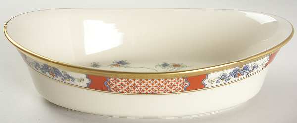 Red Lacquer 8" Oval Vegetable Bowl