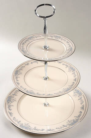 Reverie (Platinum Trim) 13 7/8"-14 1/4" 3-Tiered Serving Tray(DP,SP,BB) HC