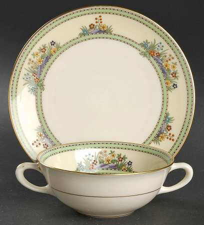 Rock Garden Flat Cream Soup Bowl & Saucer Set