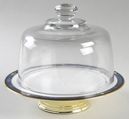 Royal Kelly 6 1/2"-7 1/2" Footed Cheese Plate w/ Glass Dome HC