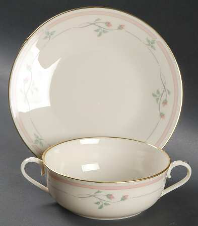 Rose Manor Pink Flat Cream Soup Bowl & Saucer Set