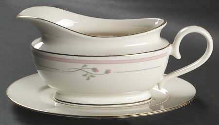 Rose Manor Pink 1999 Shape Gravy Boat & Underplate