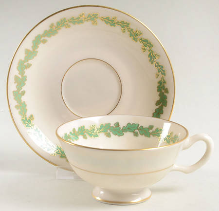 Royal Oak Green Footed Cup & Saucer Set