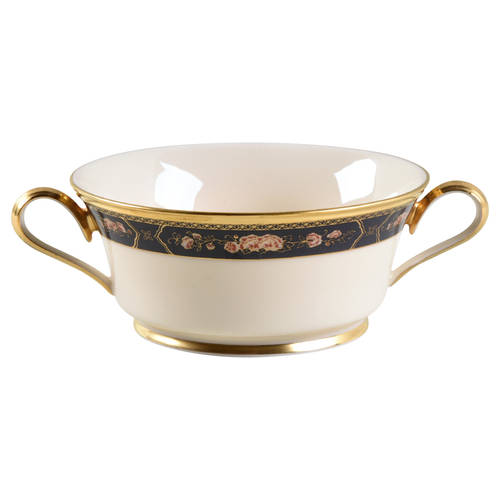 Royal Peony Footed Cream Soup Bowl