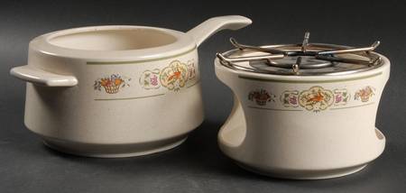 Sampler Open Fondue Pot w/Warmer Stand,Metal Rack & Burner