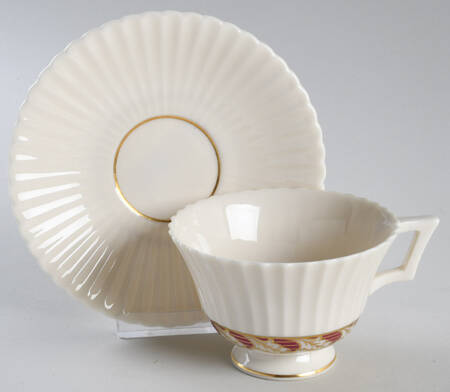 Savoy Maroon Footed Cup & Saucer Set