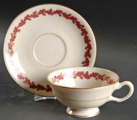 Shenandoah Maroon Footed Cup & Saucer Set