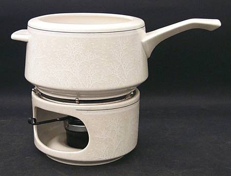Silhouette Open Fondue Pot w/Warmer Stand,Metal Rack & Burner