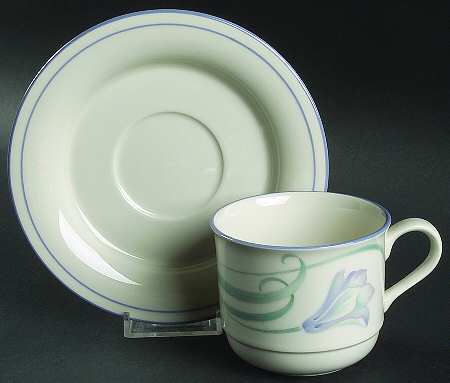 Sky Blue Blossoms (For Sky Blu) Flat Cup & Saucer Set