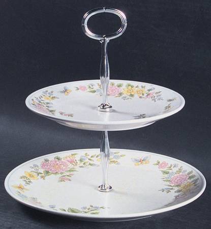 Sketchbook 6 5/8"-10"  2 Tiered Serving Tray (Dp, Sp) HC