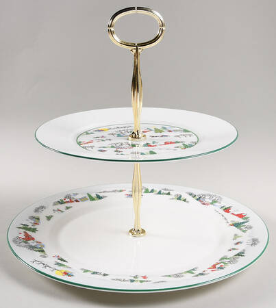 Sleighride 6 5/8"-10"  2 Tiered Serving Tray (Dp, Sp) HC
