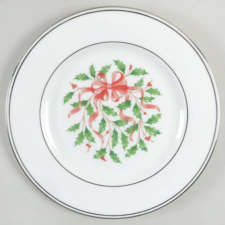 Snow Holly Platinum Accent Salad Plate