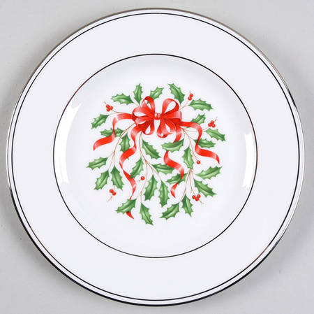 Snow Holly Platinum Accent Salad Plate