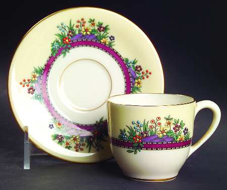 Southern Gardens Flat Demitasse Cup & Saucer Set