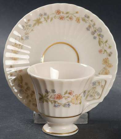 Spring Bouquet Footed Demitasse Cup & Saucer Set