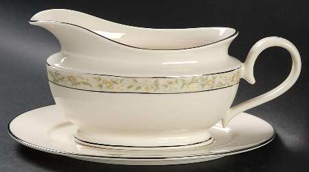 Springdale (Platinum Trim) Gravy Boat & Underplate