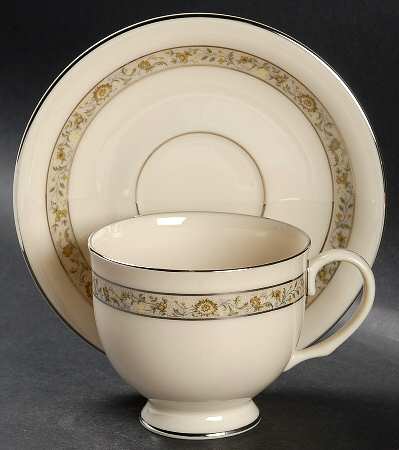 Springdale (Platinum Trim) Footed Cup & Saucer Set by Lenox