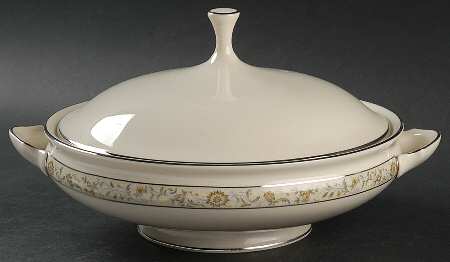 Springdale (Platinum Trim) Round Covered Vegetable by Lenox