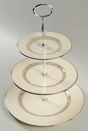 Springdale (Platinum Trim) 13 7/8"-14 1/4" 3-Tiered Serving Tray(DP,SP,BB) HC