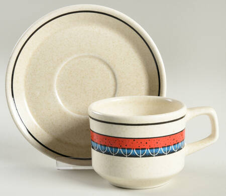 Staccato Red and Blue Flat Cup & Saucer Set by Lenox