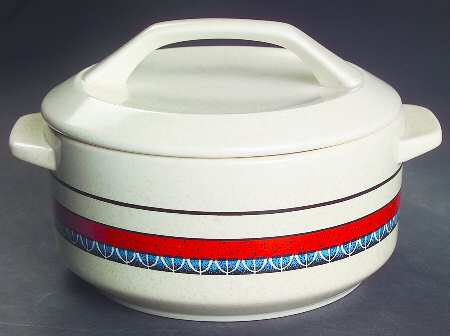 Staccato Red and Blue 1.25 Qt Round Covered Casserole