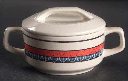 Staccato Red and Blue Sugar Bowl & Lid by Lenox