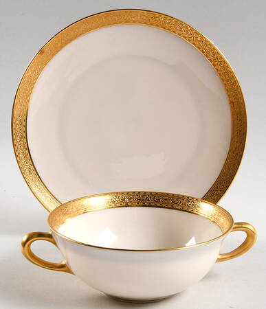 Stanford Flat Cream Soup Bowl & Dessert Plate/Saucer Set