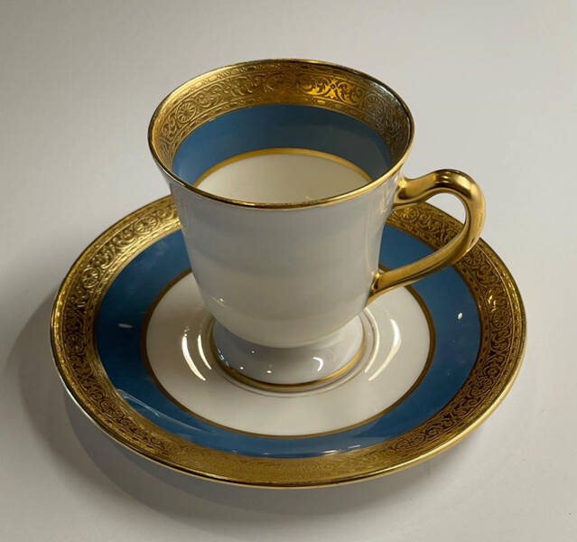 Stanford Turquoise Grey Footed Demitasse Cup & Saucer Set