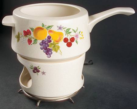 Summer Harvest Open Fondue Pot w/Warmer Stand,Metal Rack & Burner